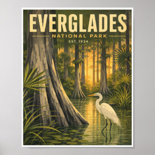 Póster Parque Nacional Everglades Viaje Vintage