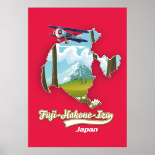 Póster parque nacional fuji hakone izu, mapa de japón
