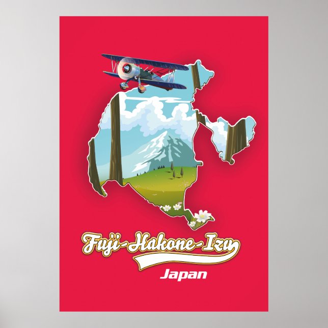 Póster parque nacional fuji hakone izu, mapa de japón (Frente)