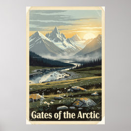 Póster Parque Nacional Gates of the Arctic Retro