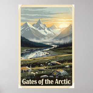 Póster Parque Nacional Gates of the Arctic Retro