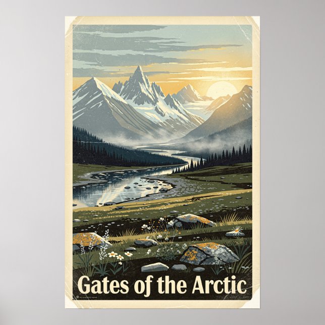 Póster Parque Nacional Gates of the Arctic Retro (Frente)
