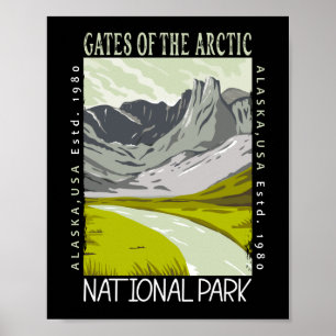Póster Parque Nacional Gates of the Arctic Retro Distress