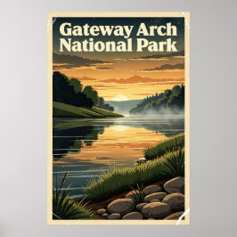 Póster Parque Nacional Gateway Arch Retro