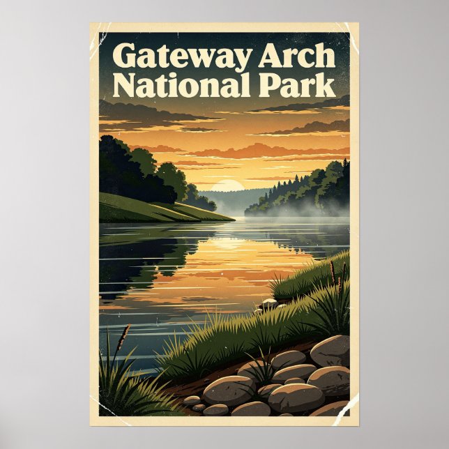 Póster Parque Nacional Gateway Arch Retro (Frente)