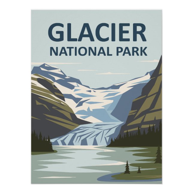 Póster Parque nacional Glaciar Arte de Viajes (Anverso)