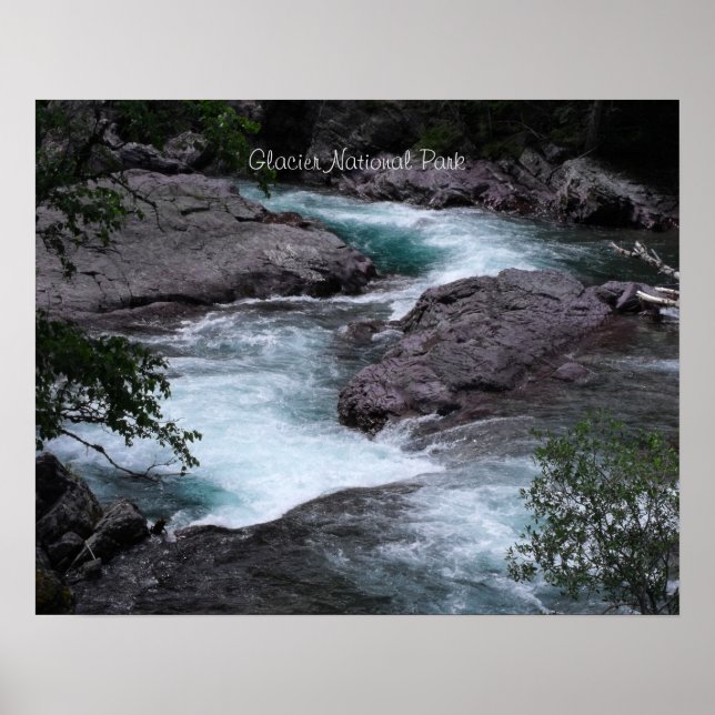 Póster Parque nacional Glaciar Foto de la corriente de Wo (Frente)