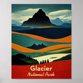 Póster Parque nacional Glaciar Minimalista