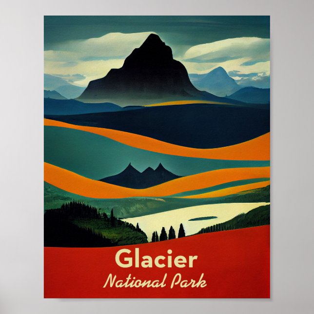 Póster Parque nacional Glaciar Minimalista (Frente)