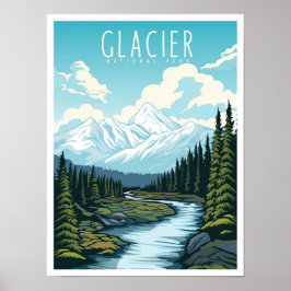 Póster Parque Nacional Glaciar Montana EE. UU. Viajes
