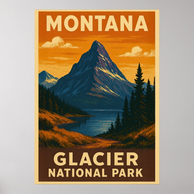 Póster Parque nacional Glaciar Montana V01 (Frente)