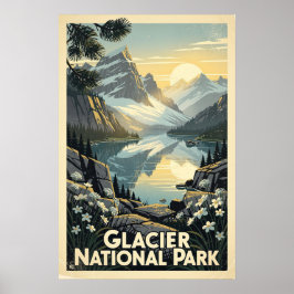 Póster Parque Nacional Glaciar Retro