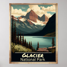 Póster Parque nacional Glaciar Vintage