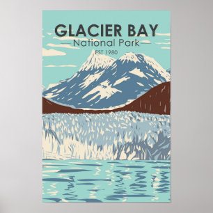 Póster Parque Nacional Glacier Bay Alaska Vintage