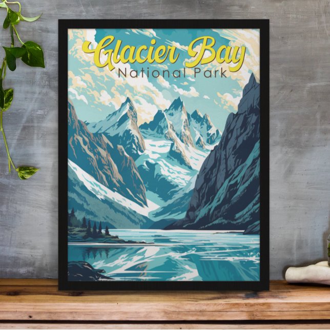 Póster Parque nacional Glacier Bay Ilustracion Retro (Subido por el creador)
