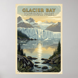 Póster Parque Nacional Glacier Bay Retro