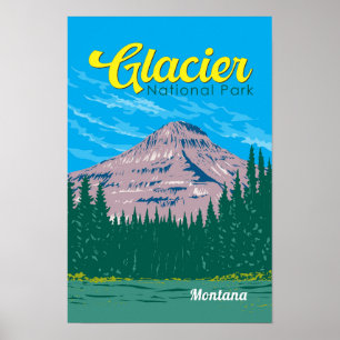 Póster Parque nacional Glacier Ilustracion Viaje Viaje Vi