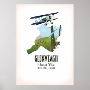 Póster parque nacional Glenveagh Irlanda mapa Condado de