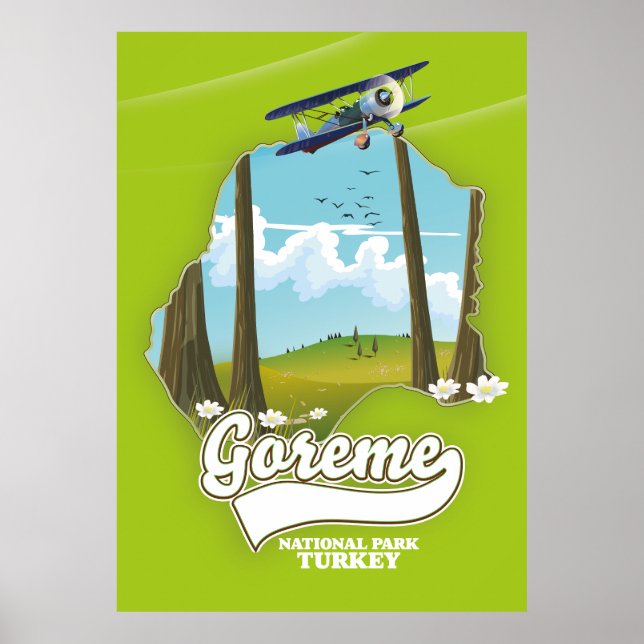 Póster Parque nacional Goreme Mapa de Turquía (Frente)