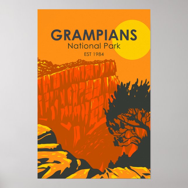 Póster Parque Nacional Grampians Australia Vintage  (Frente)