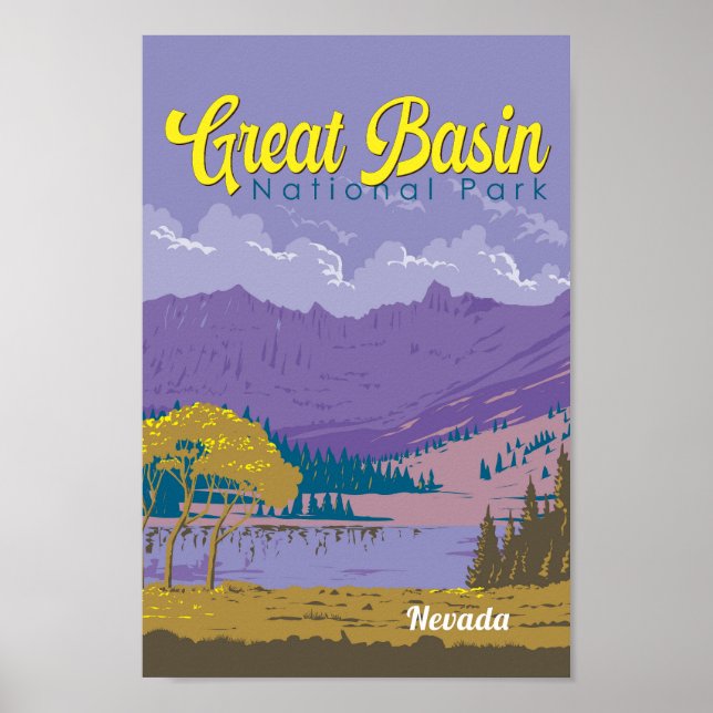 Póster Parque nacional Gran Cuenca Ilustracion Viajes Art (Frente)