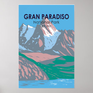 Póster Parque Nacional Gran Paradiso Italia Vintage