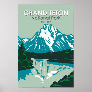 Póster Parque nacional Gran Teton Jackson Hole Valley