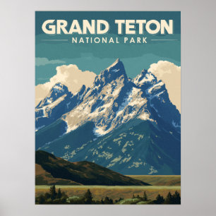 Póster Parque nacional Gran Teton Viaje Vintage