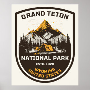 Póster Parque Nacional Grand Teton Actividades al Aire Li