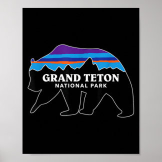 Póster parque nacional grand teton oso grizzly minimalist