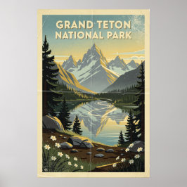 Póster Parque Nacional Grand Teton Retro