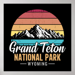 Póster Parque Nacional Grand Teton Wyoming EE. UU. Vintag