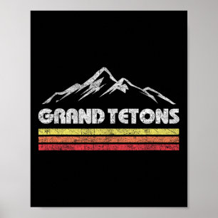 Póster Parque Nacional Grand Teton Wyoming Retro Montaña