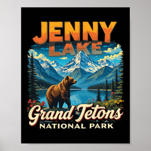 Póster Parque Nacional Grand Tetons viaje vintage a Jenny
