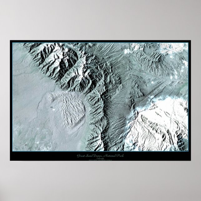 Póster Parque nacional Great Sand Dunes, satélite de Colo (Frente)