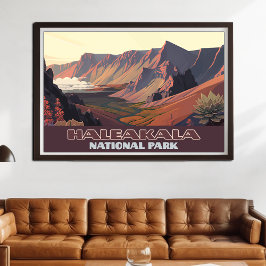 Póster Parque nacional Haleakala Cráter Volcán Maui