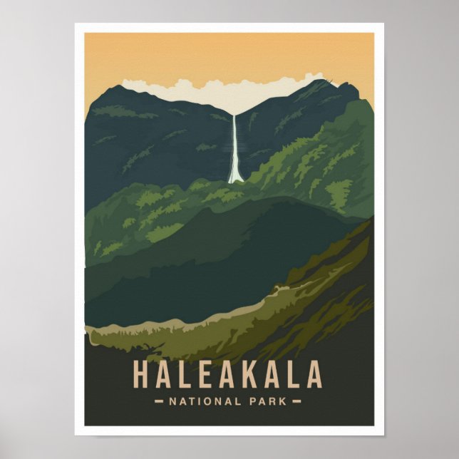 Póster Parque Nacional Haleakala Hawaii EE. UU. Viajes  (Frente)