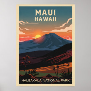 Póster Parque nacional Hawaii Haleakala V02