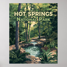 Póster Parque nacional Hot Springs Arkansas Retro