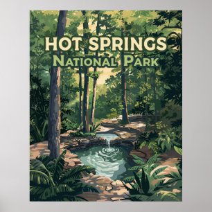 Póster Parque nacional Hot Springs Arkansas Retro