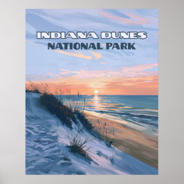Póster Parque nacional Indiana Dunes Lago Michigan