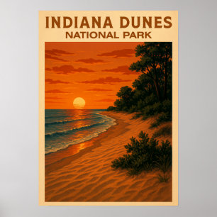 Póster Parque nacional Indiana Dunes V01