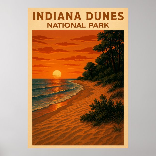 Póster Parque nacional Indiana Dunes V01 (Frente)