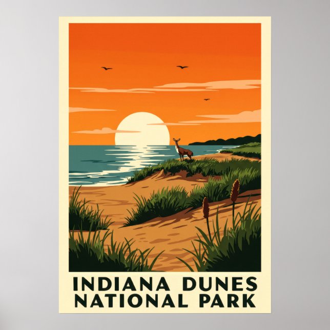 Póster Parque nacional Indiana Dunes V02 (Frente)
