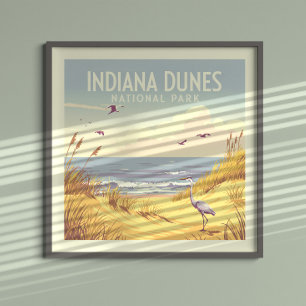 Póster Parque Nacional Indiana Dunes Vintage 