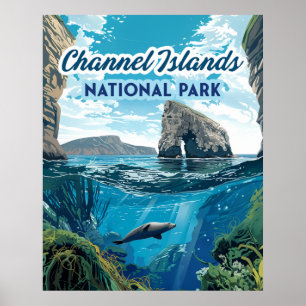 Póster Parque nacional Islas del Canal California Ocean