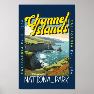 Póster Parque Nacional Islas del Canal Retro Angustiado