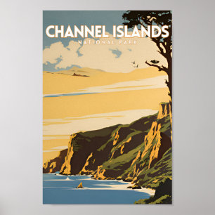 Póster Parque nacional Islas del Canal Viajes de Vintage