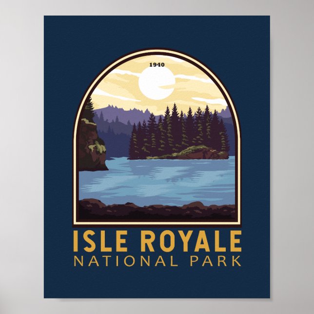 Póster Parque nacional Isle Royale Emblem (Frente)