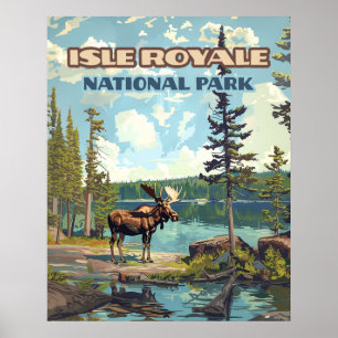 Póster Parque nacional Isle Royale Lago Michigan
